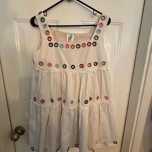 Queen of Sparkles Rainbow Grommet Dress White